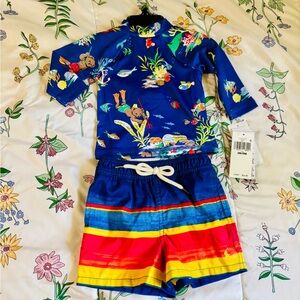 Ralph Lauren baby Swim Set with Ocean Print 3/6
